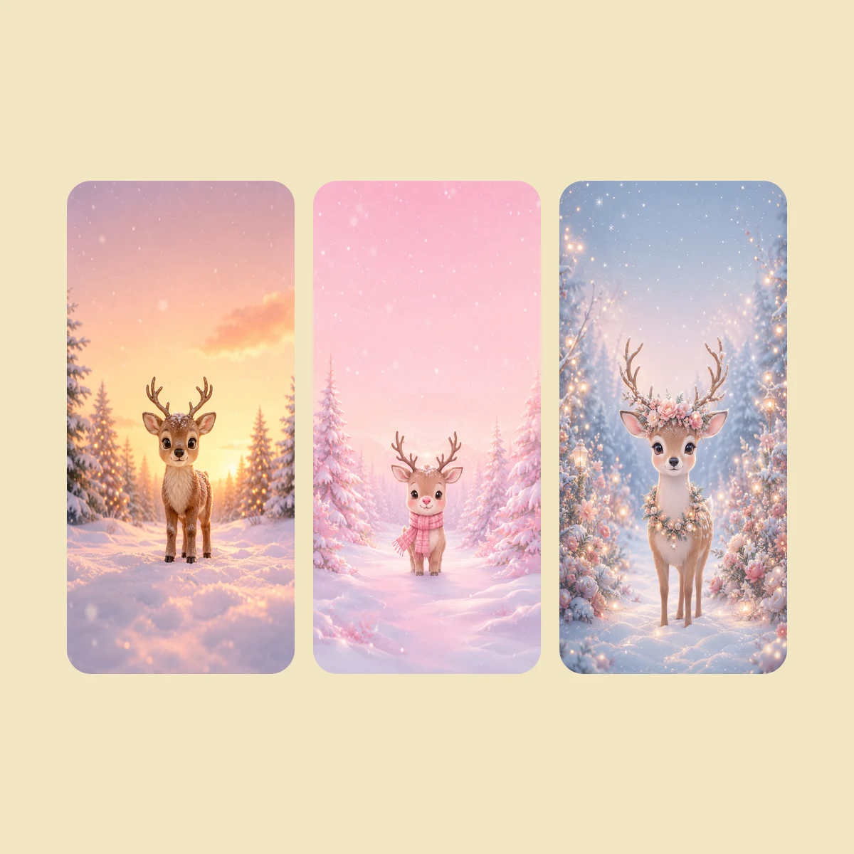 Little Deer in the Snow — 10 Phone Wallpapers