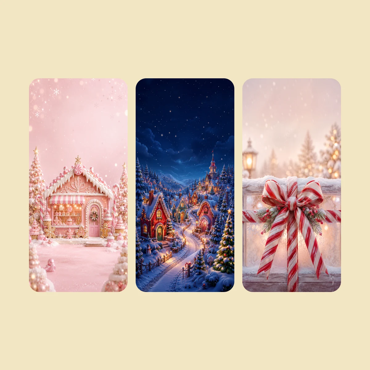 Pink Gingerbread Houses — 30 Phone Wallpapers